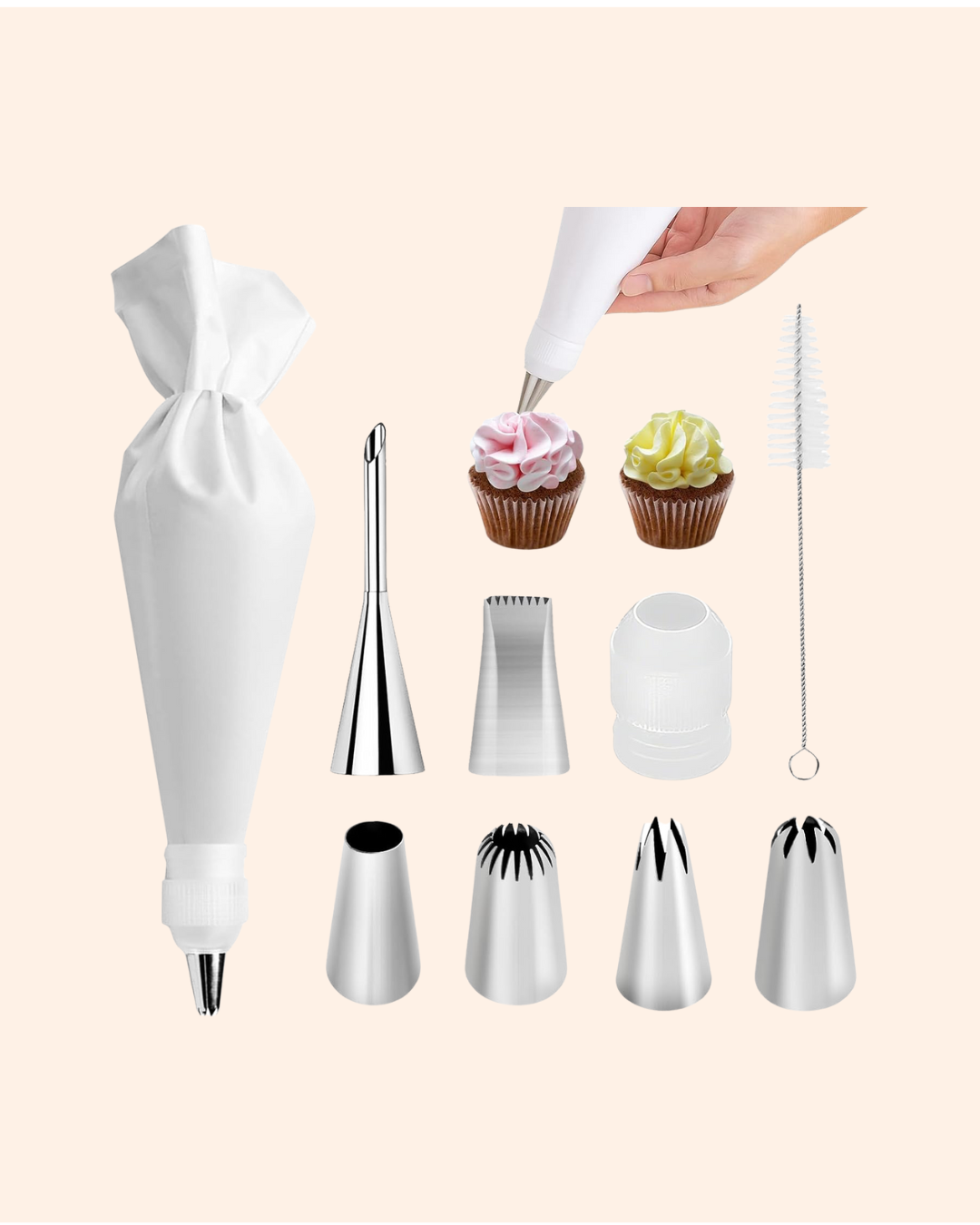 Reusable Piping Bags and Tips Set